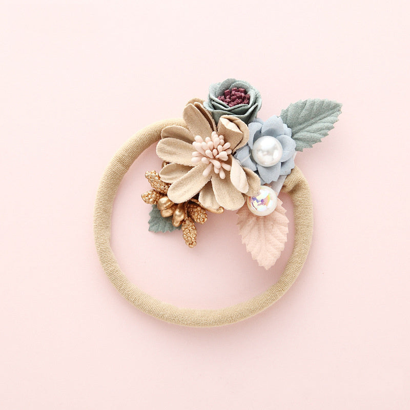 Baby Girl Nylon Headbands with Floral Appliqué