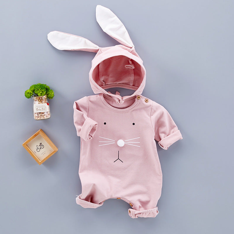 Baby Bunny Romper & Hat Set – Unisex Long Sleeve Cotton Outfit