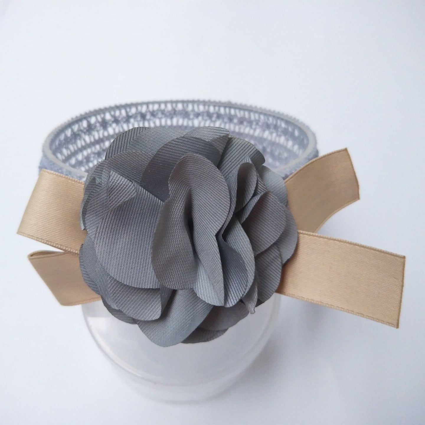 Vintage Lace Baby Headband with Chiffon Flower