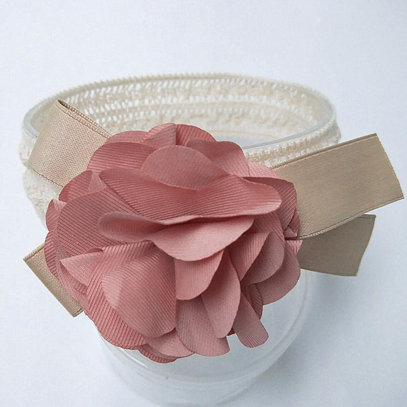 Vintage Lace Baby Headband with Chiffon Flower