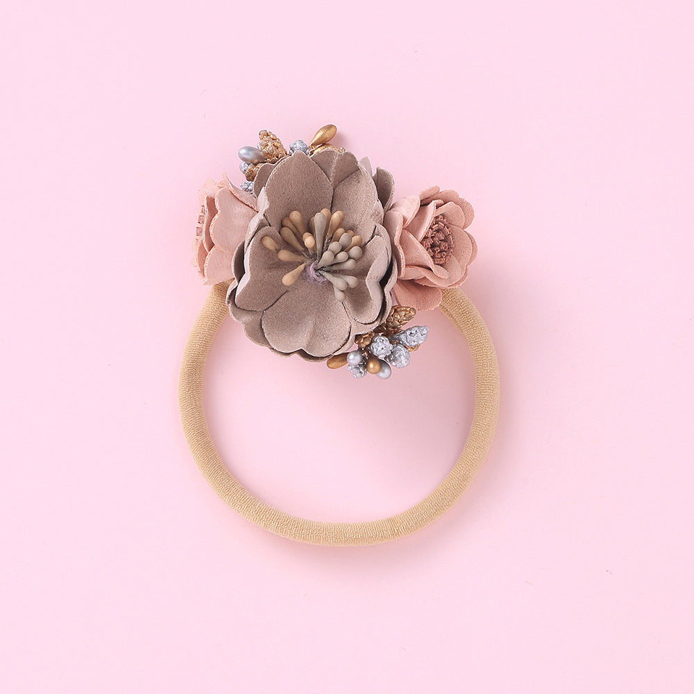 Baby Girl Nylon Headbands with Floral Appliqué
