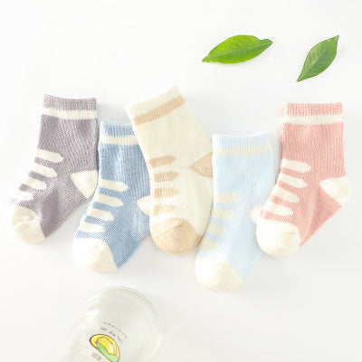 5-Pack Soft Cotton Baby Socks – Mixed Patterns