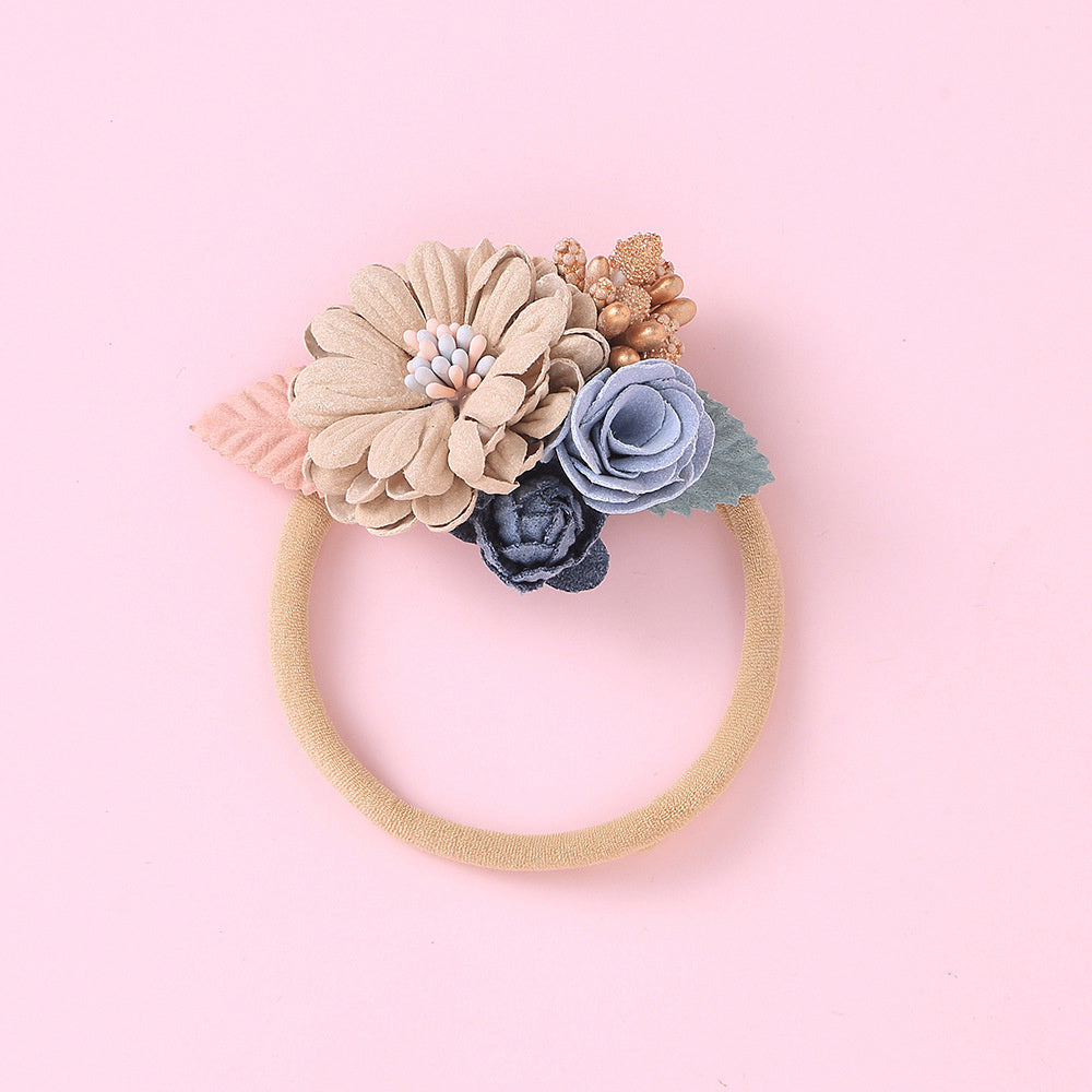 Baby Girl Nylon Headbands with Floral Appliqué