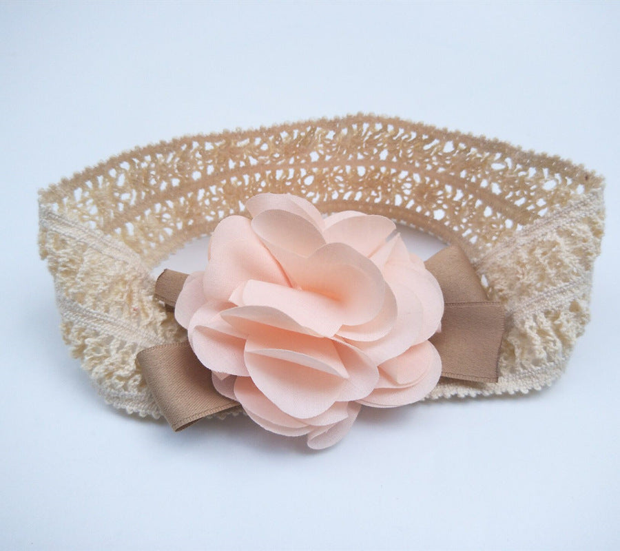 Vintage Lace Baby Headband with Chiffon Flower