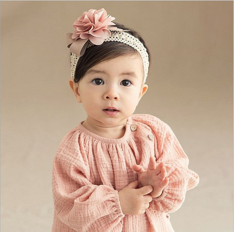 Vintage Lace Baby Headband with Chiffon Flower