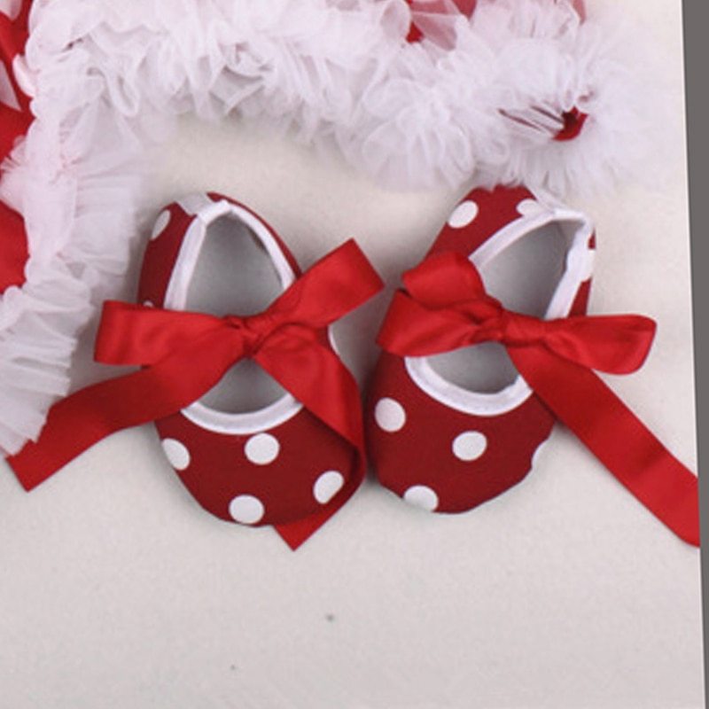 4-Piece First Christmas Baby Set – Romper, Tutu, Shoes & Headband